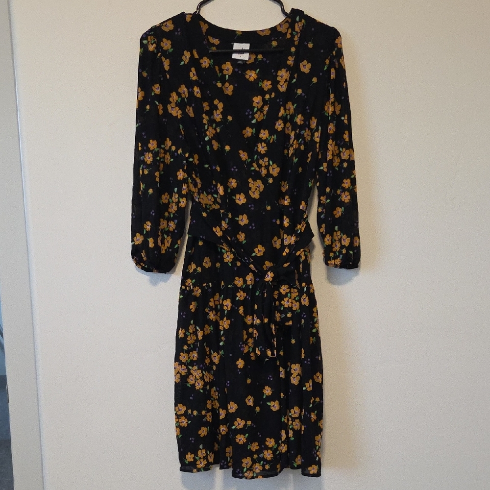 Cabi Debut Black Dress with Yellow Floral Print - Picture 4 of 7